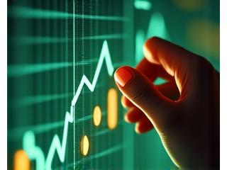Chart with upward trend and a hand making adjustments, symbolizing optimization