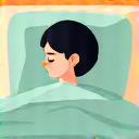 Illustration of a person sleeping peacefully in a bed, symbolizing a sleep guide