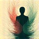 Illustration of a person meditating calmly amidst abstract stress shapes, symbolizing a stress toolkit